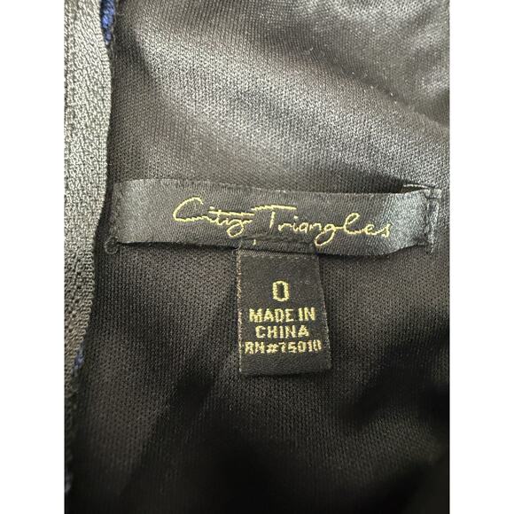 City Triangles Sz 0 Floral Lace Fit Flared Mini Dress Blue Sleeveless Zip Lined - Picture 6 of 10